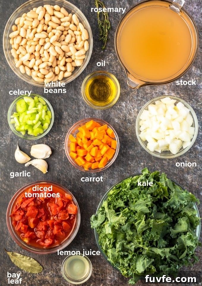 White Bean and Kale Soup Recipe with Garlic and Lemon 4 White bean kale soup ingredients