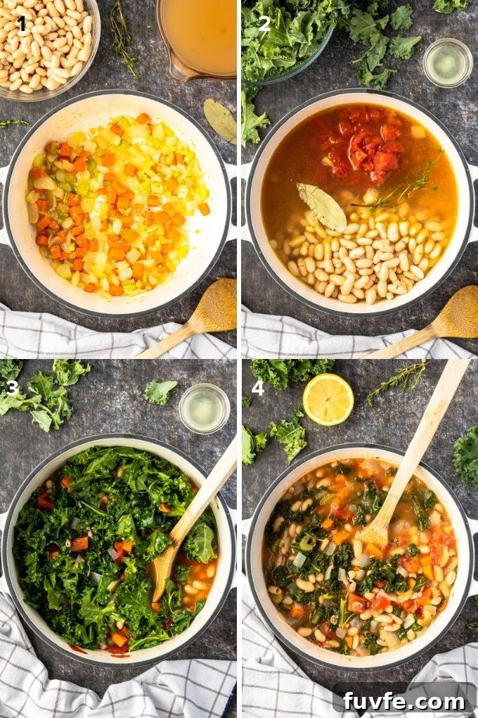White Bean and Kale Soup Recipe with Garlic and Lemon 5 How to make white bean kale soup collage