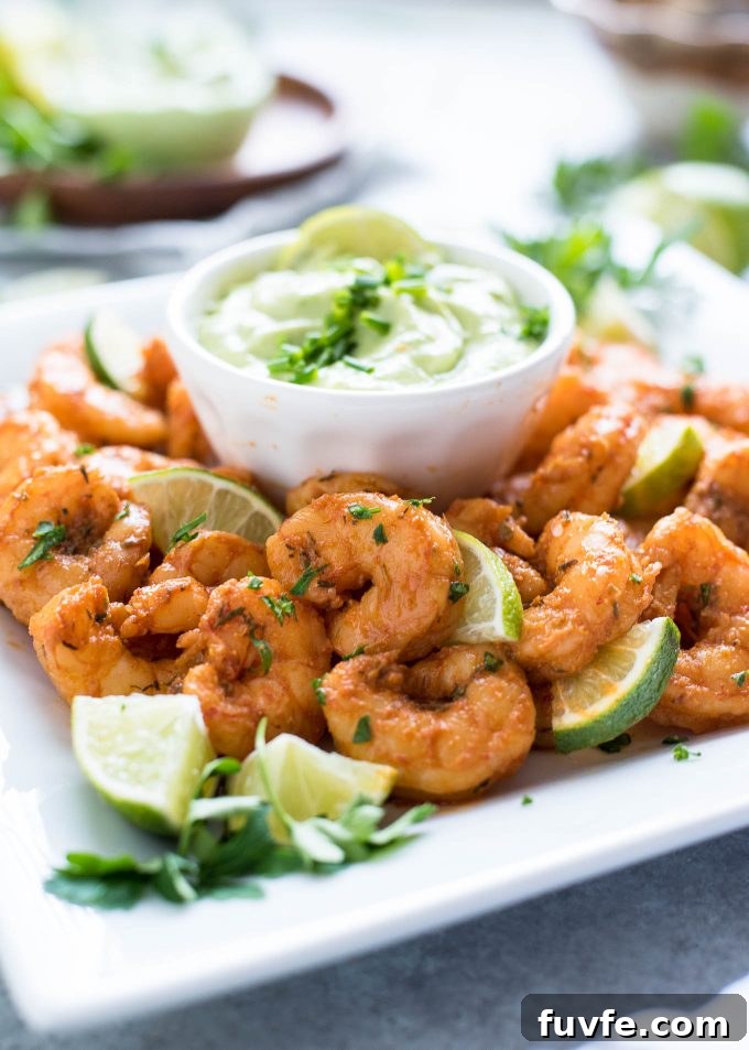 Blackened Shrimp with Avocado Ranch Dressing Recipe 2 Blackened shrimp appetizer with avocado ranch dressing