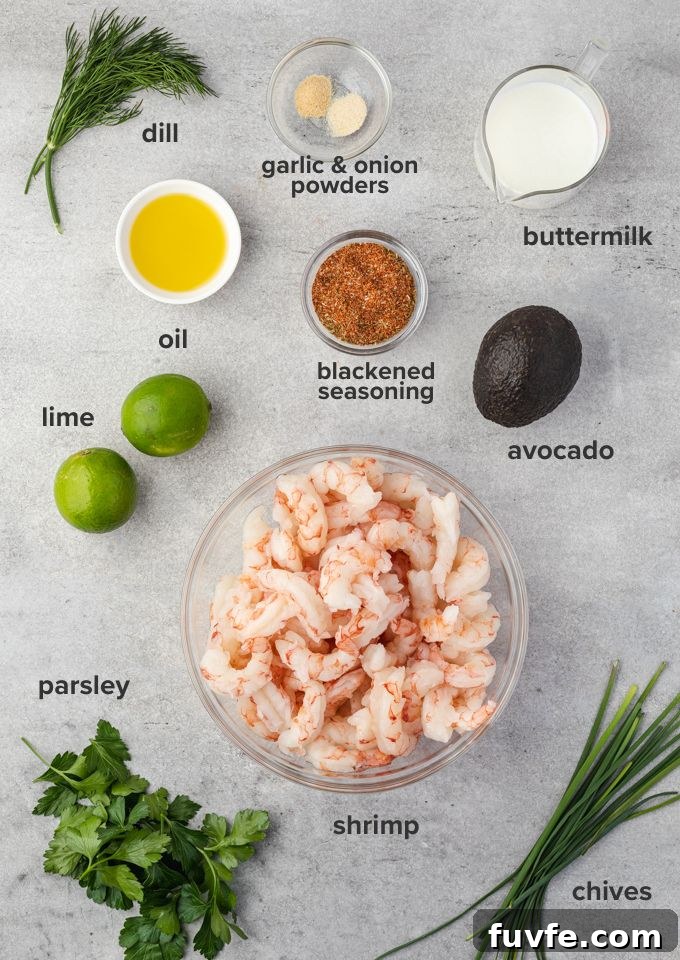 Blackened shrimp avocado ranch dressing recipe ingredients