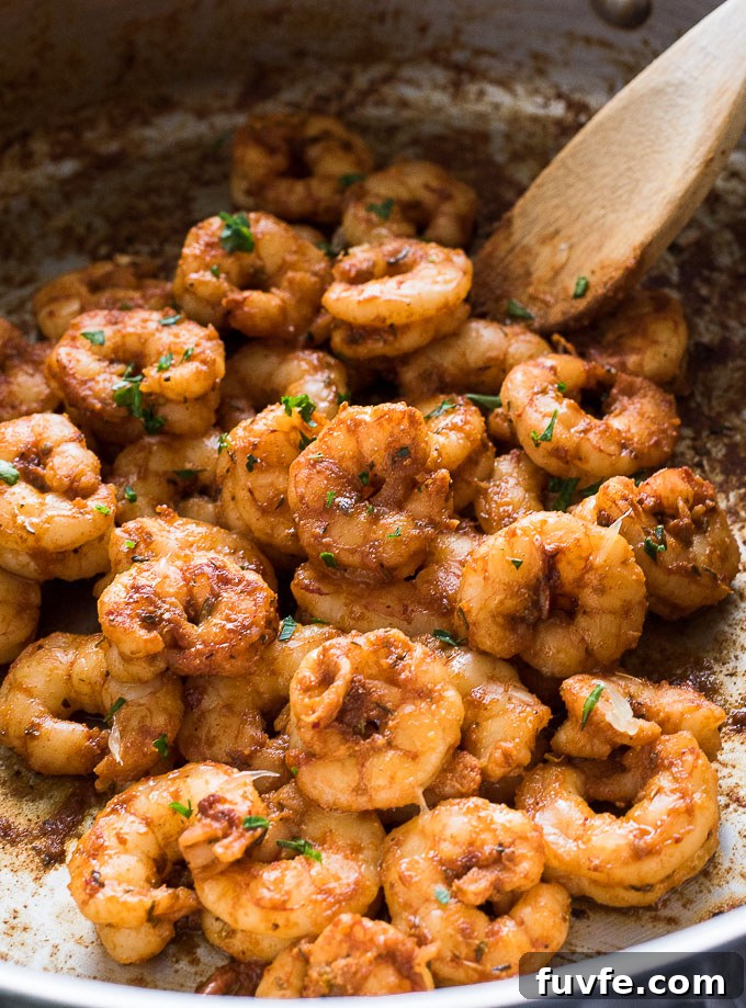 Blackened shrimp in a pan