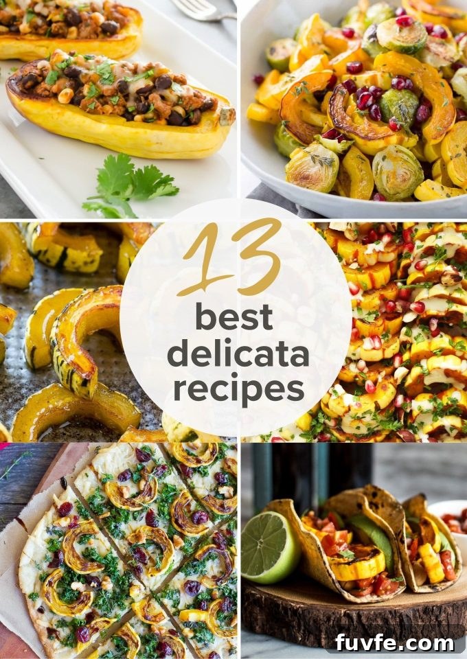 13 Delicata Squash Recipes collage pin