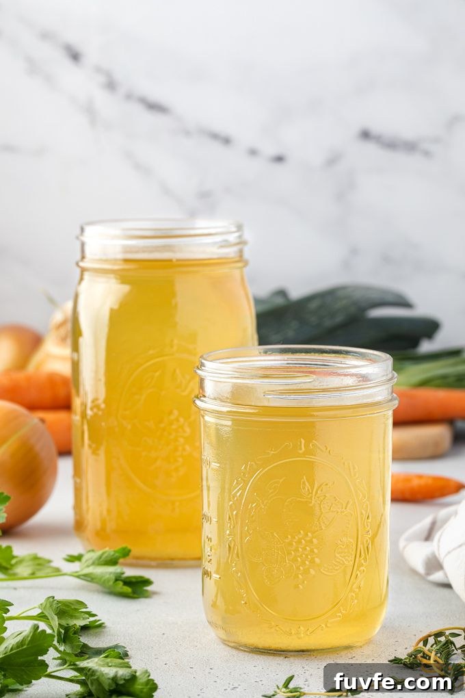Vegetable broth in jars