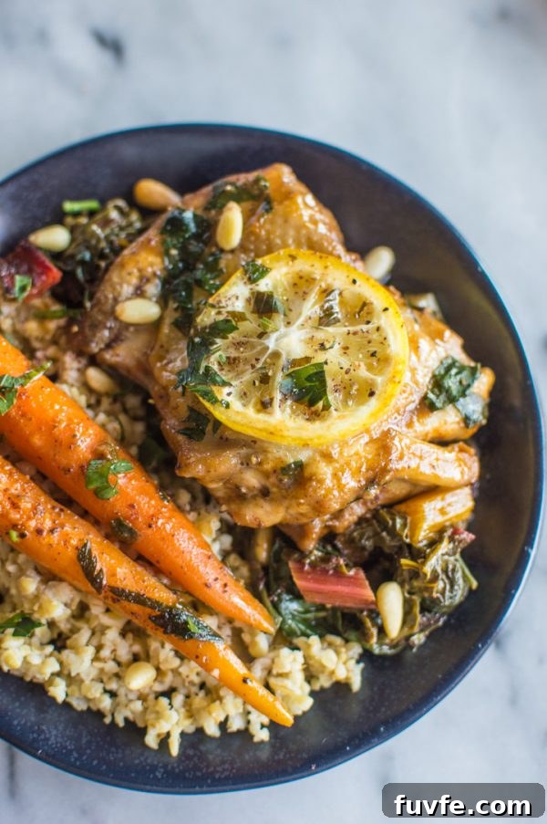 Lemon paprika chicken with lemon slice on top