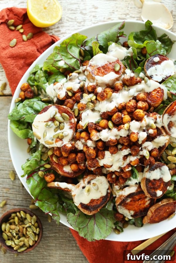 Roasted sweet potato salad on white plate