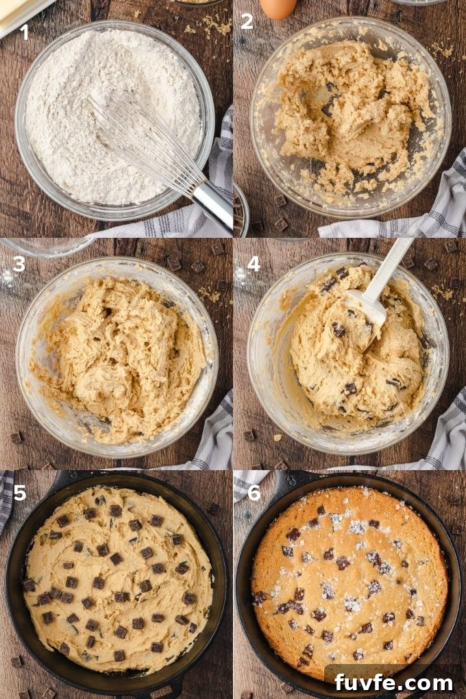 Gooey Cast Iron Chocolate Chip Skillet Cookie 5 How to make a skillet cookie