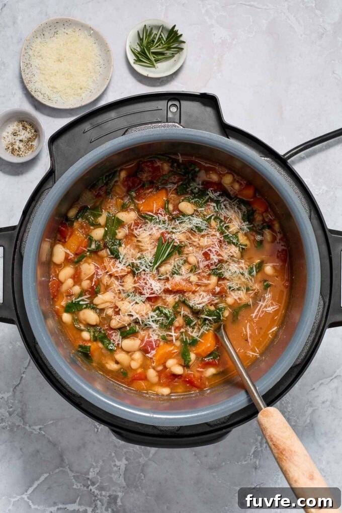 Hearty Instant Pot White Bean Stew 3 Vegetarian white bean stew in instant pot.