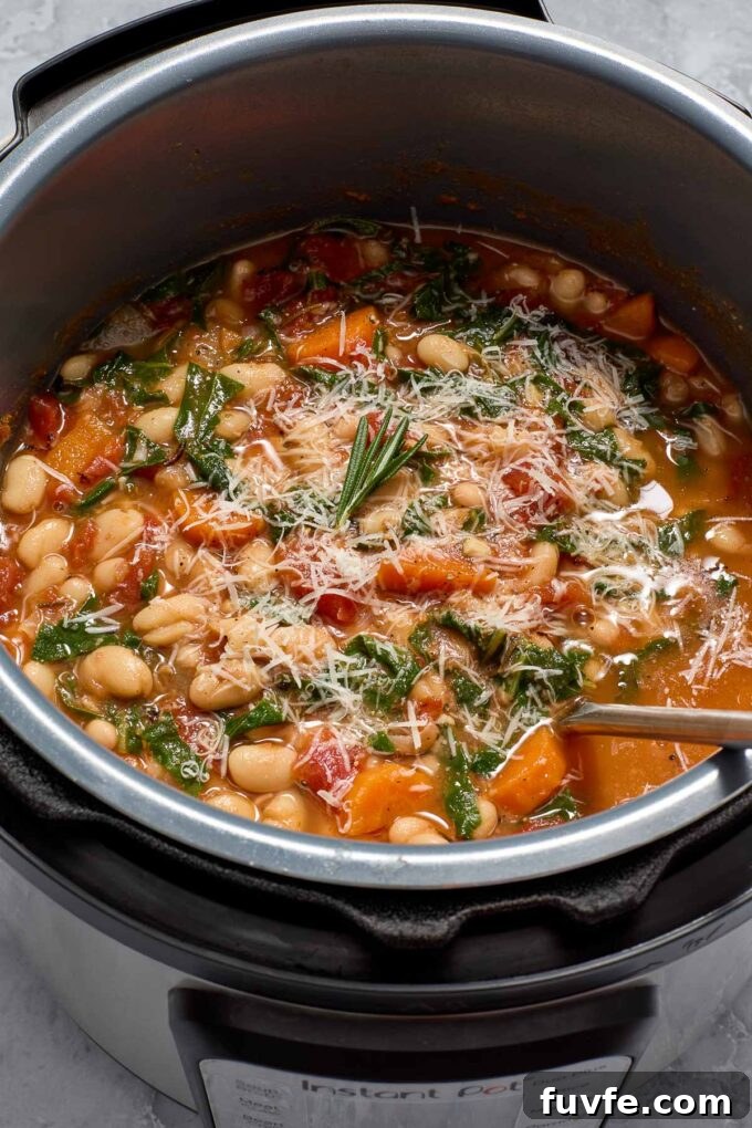 Hearty Instant Pot White Bean Stew 5 White bean stew in instant pot.