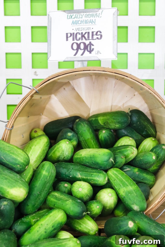 ripened cucumbers at the farmers market