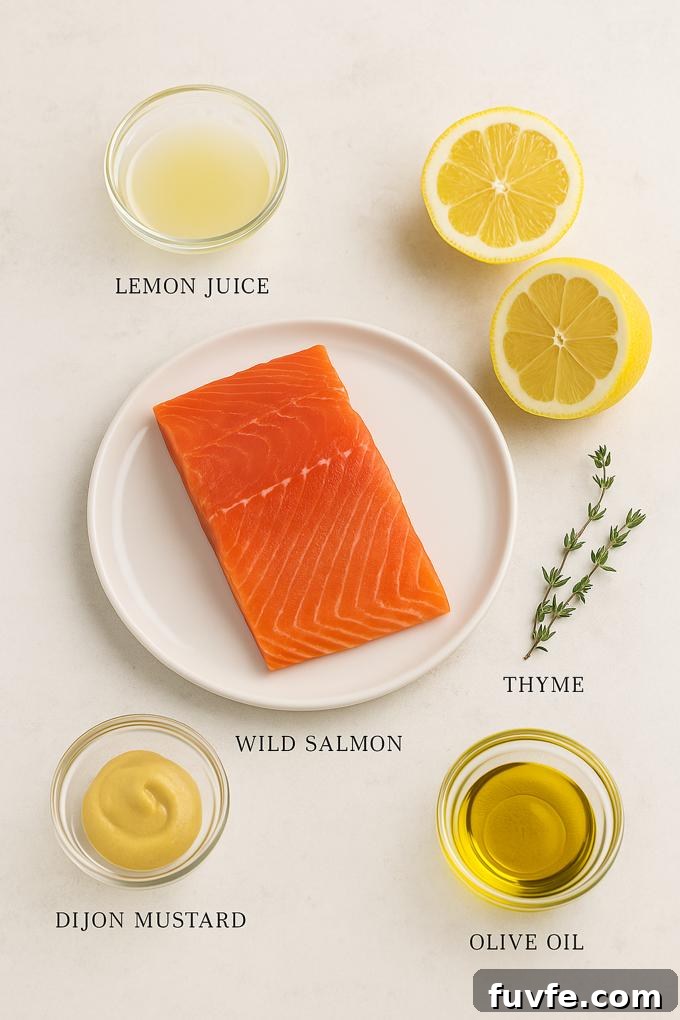 Lemon dijon baked salmon ingredients.