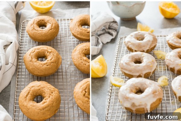 Baked Lemon Donuts Recipe with Zesty Glaze 4 lemon donuts process collage