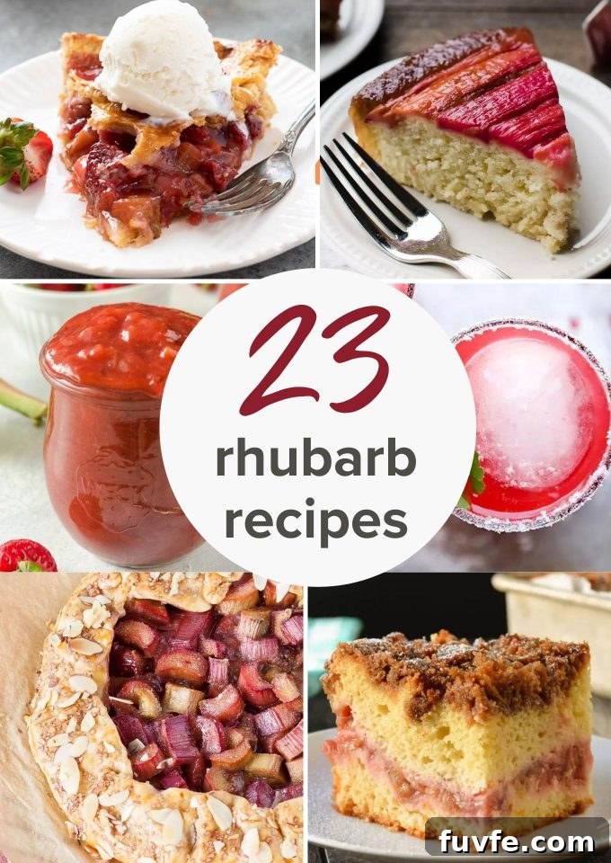 23 Rhubarb Recipes and How to Grow, Store and Use It 2 23 rhubarb recipes collage pin