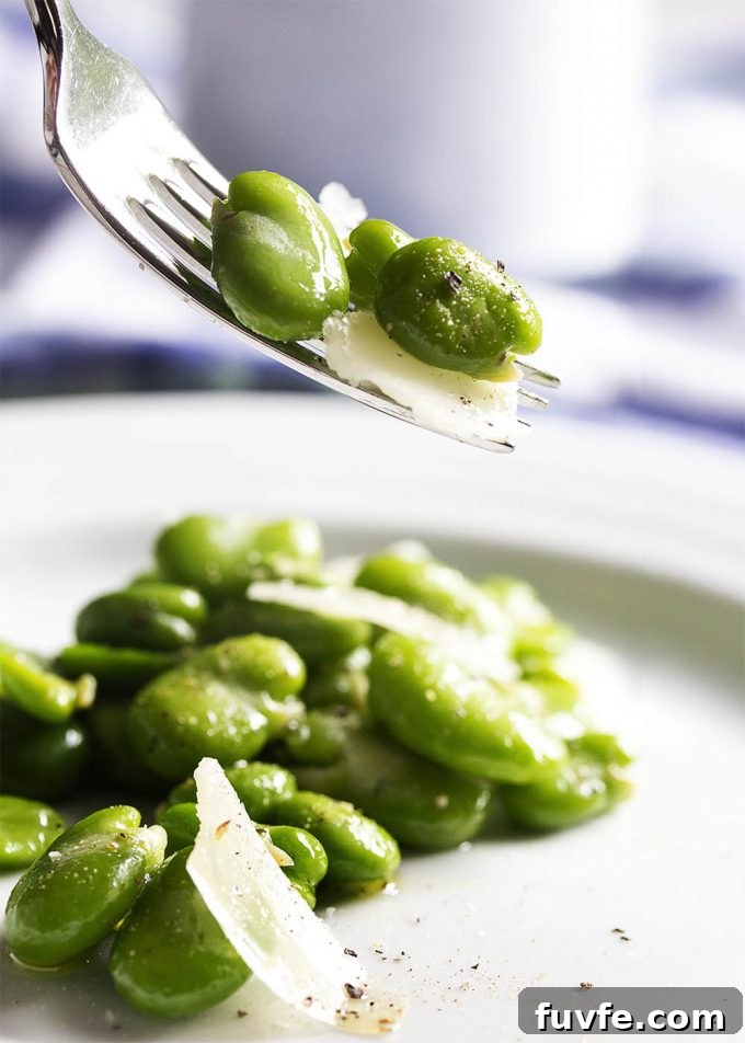 Forkful of fava bean salad
