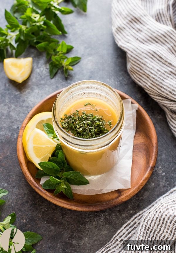 Classic Greek Salad Dressing Recipe 4 Greek salad dressing topped with chopped oregano