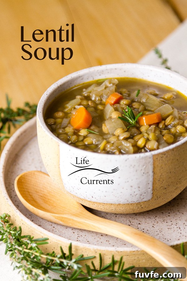 This delicious gluten-free, fiber-rich, vegetarian Lentil Soup is one of my favorite easy to make soups!
