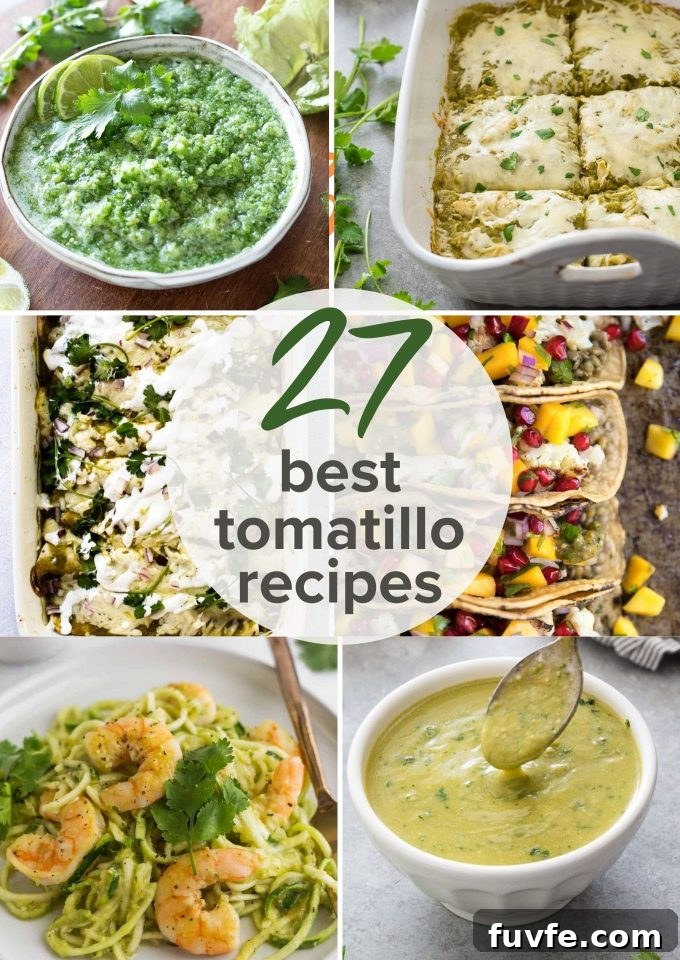 27 Tomatillo Recipes and How to Buy, Store, and Cook 2 collage of 25 tomatillo recipes