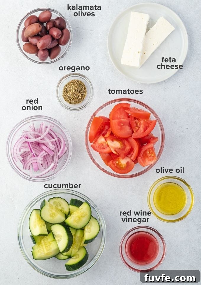 Horiatiki Greek Village Salad Recipe 4 Greek horiatiki salad ingredients