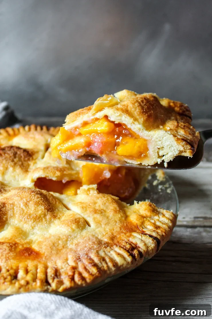 Slice of pie on serving knife.
