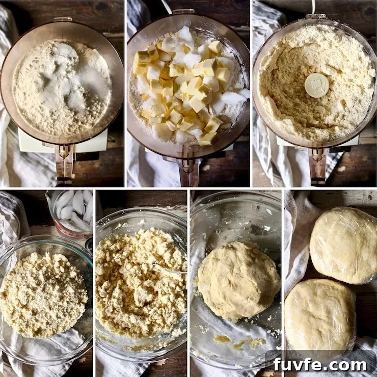 Step by step photo collage of how to make crust