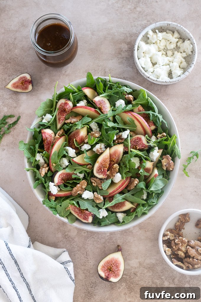 Fig salad in a white serving bowl