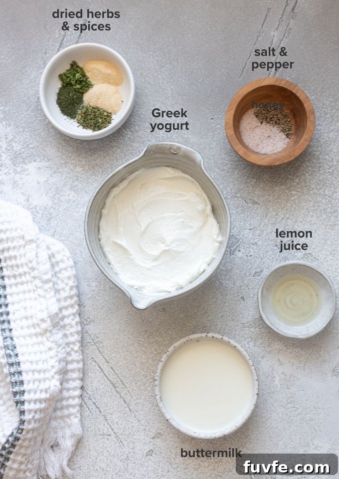 Creamy Homemade Greek Yogurt Ranch Dressing Recipe 3 Greek yogurt ranch recipe ingredients.