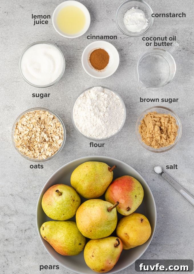 Warm Pear Crumble Recipe with Cinnamon Oat Topping 4 Pear crumble recipe ingredients
