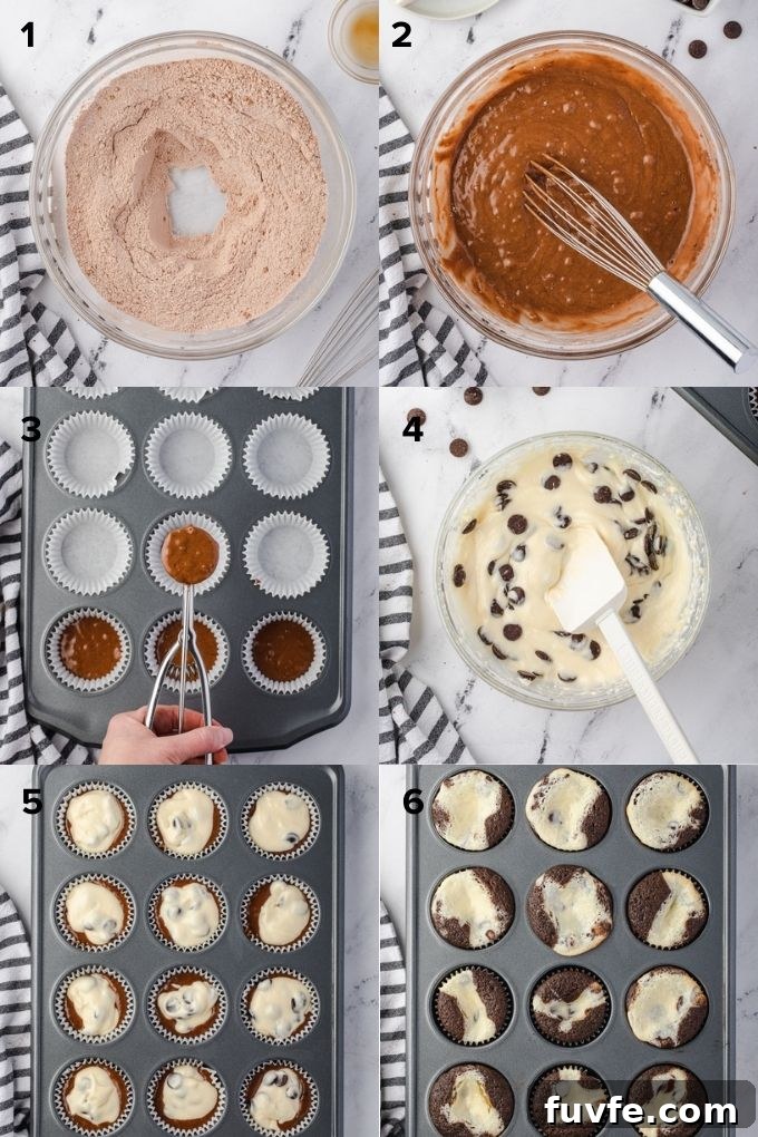 Black-Bottom Cupcakes with Salted Chocolate Buttercream 6 How to make black bottom cupcakes
