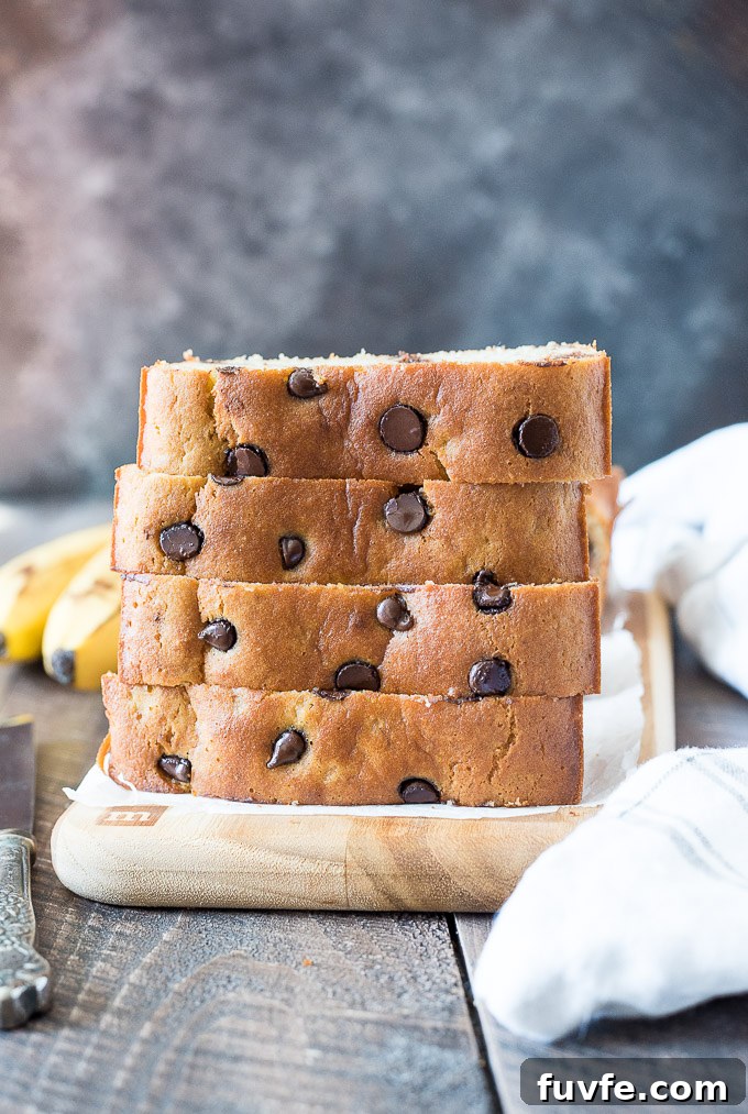 Paleo banana bread with dark chocolate chips