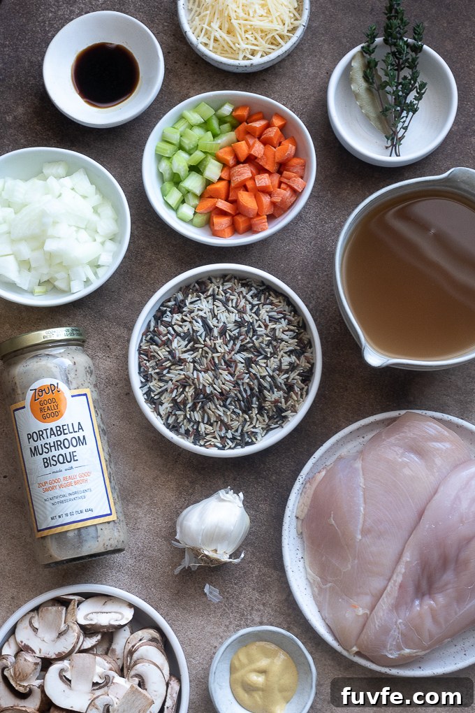 Slow Cooker Creamy Chicken and Wild Rice Casserole 4 Crockpot chicken wild rice casserole recipe ingredients.