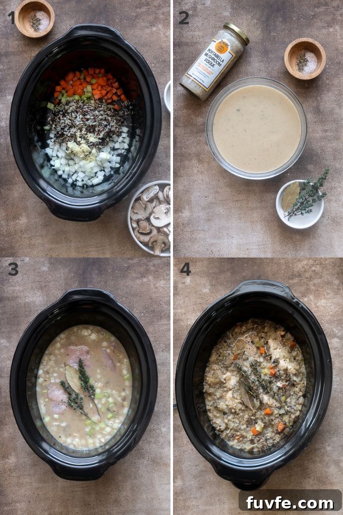 Slow Cooker Creamy Chicken and Wild Rice Casserole 5 How to make chicken and wild rice casserole in the crock pot.