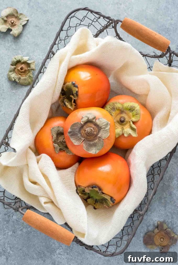 Fuyu persimmon in a basket