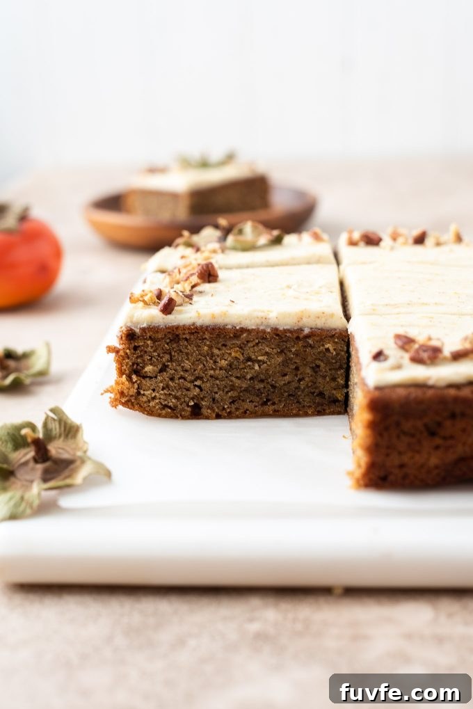 Persimmon cake on a marble board