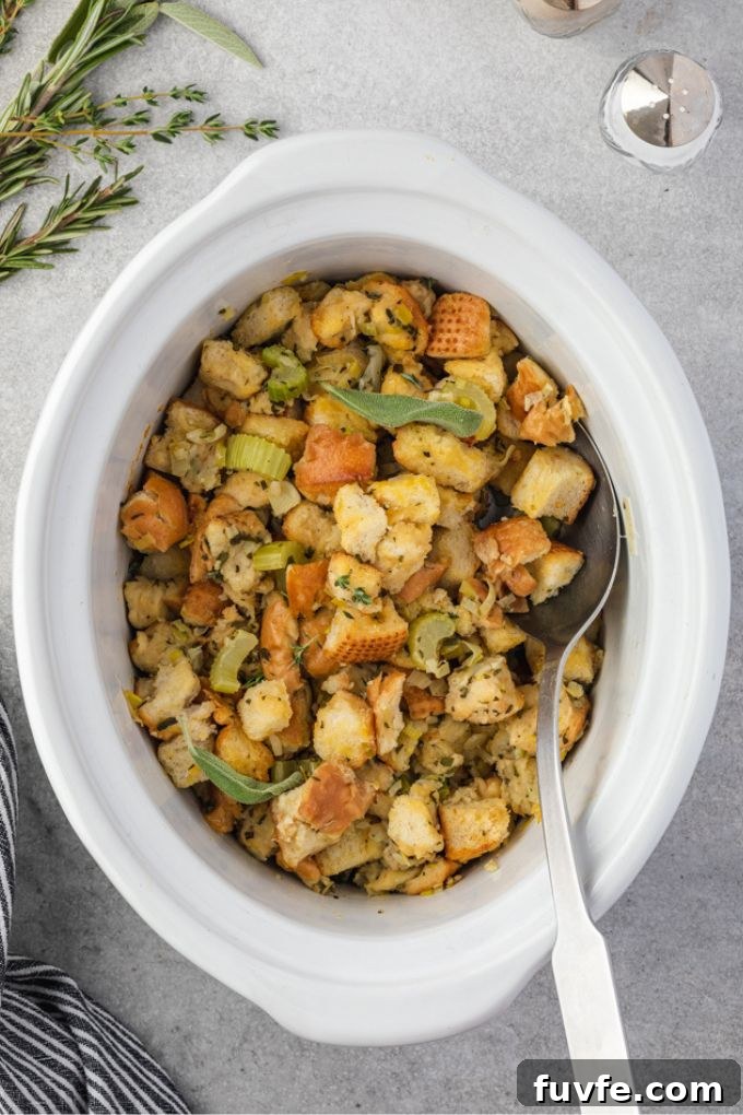 Bread stuffing in the crock pot