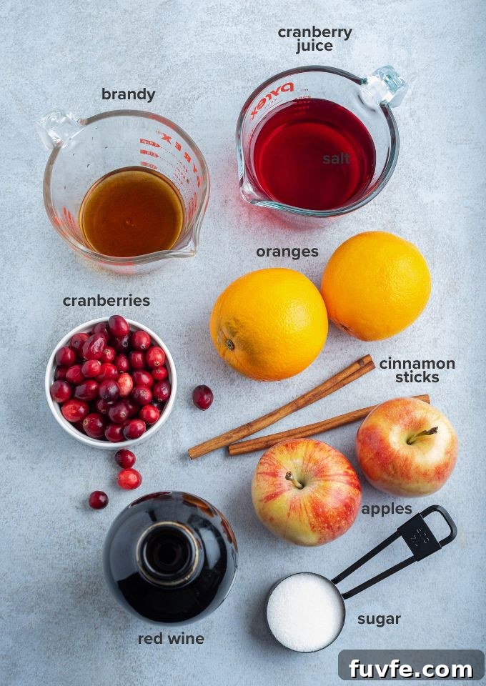 Cranberry sangria ingredients