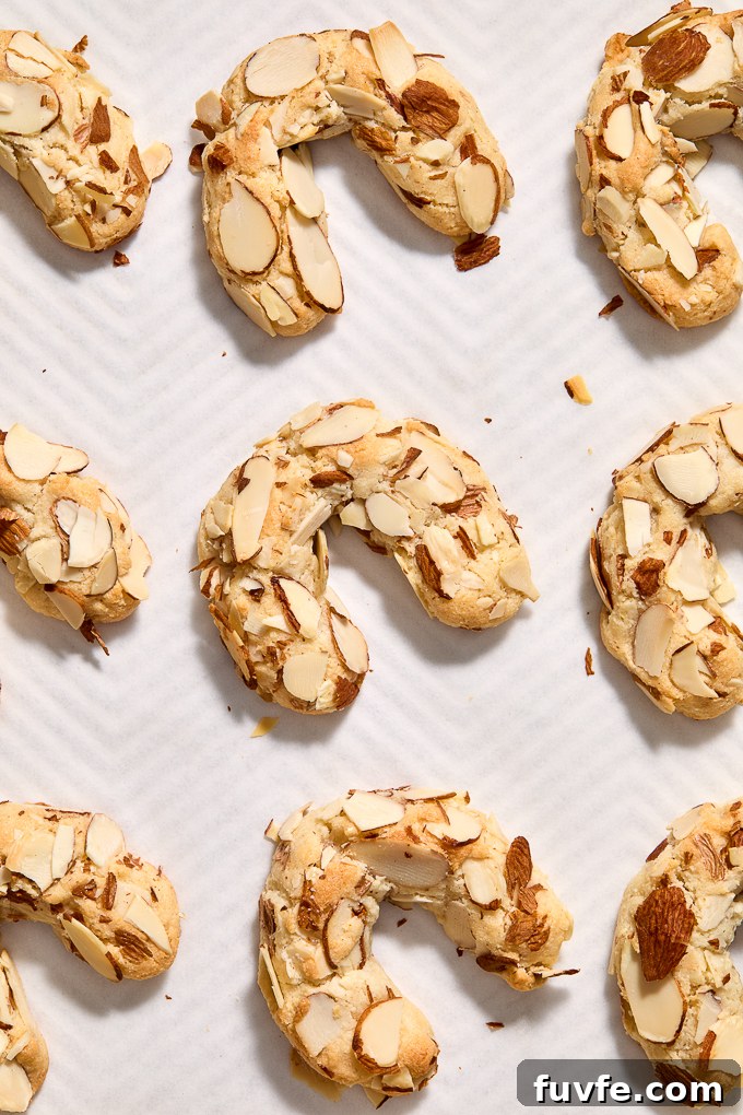 Chocolate-Dipped Almond Horn Cookies 8 Baked almond horns.
