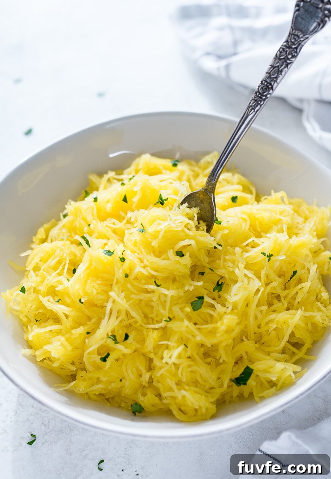 Bowl of spaghetti squash with parsley