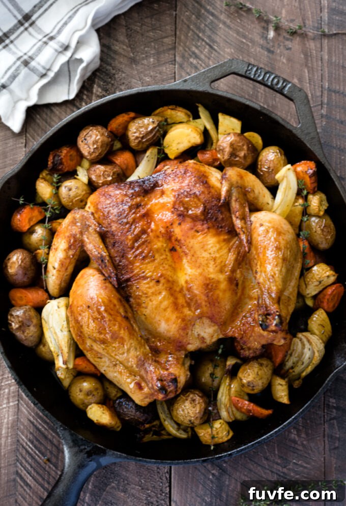 Cast iron skillet roasted spatchcock chicken.