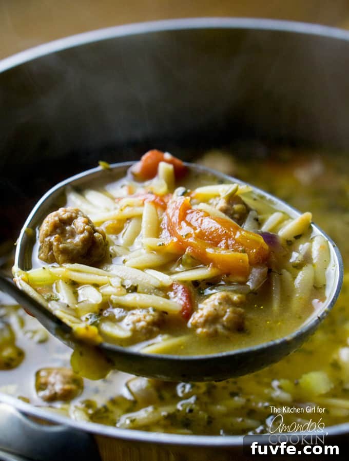Italian Sausage Tomato Orzo Soup