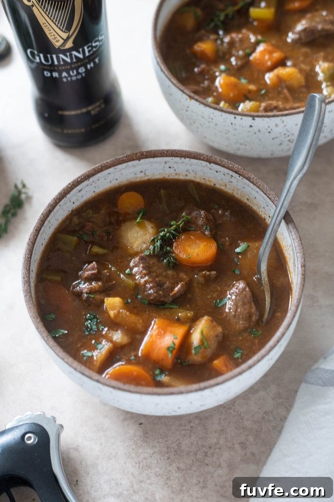 Instant Pot Guinness Beef Stew Recipe 2 Guinness beef stew in a bowl