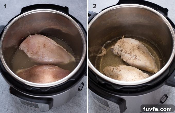 How to Make Shredded Chicken in the Instant Pot 4 Instant pot shredded chicken before and after cooking