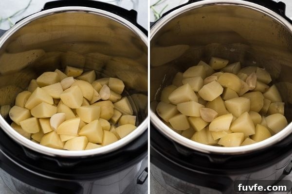 Instant pot mashed potatoes process collage 1