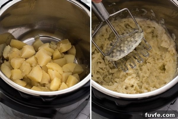Instant pot mashed potatoes process collage 2