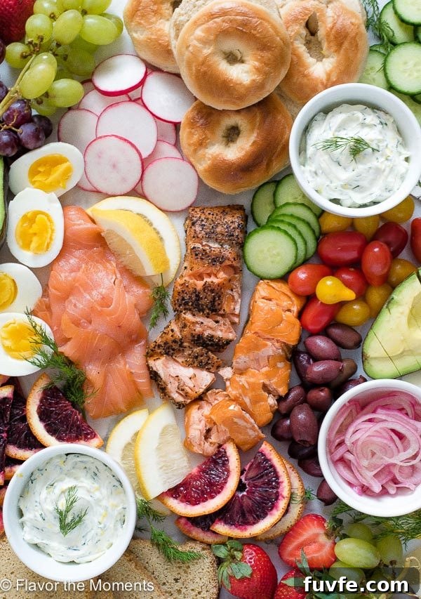 hot and cold smoked salmon platter close-up