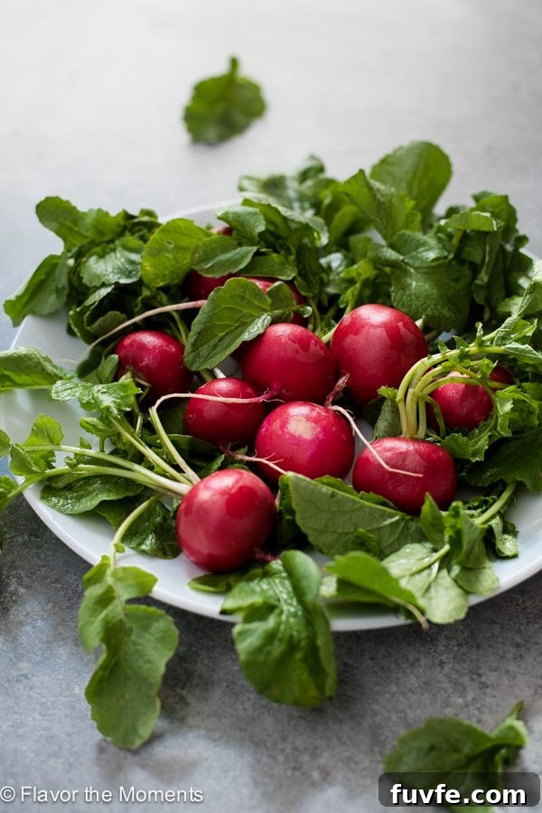 Radish Recipes: Over 20 Ideas and a Produce Guide 2 Radishes with greens on a white plate