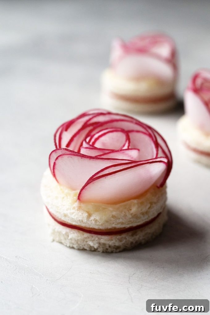 Radish Recipes: Over 20 Ideas and a Produce Guide 13 A radish rose tea sandwich