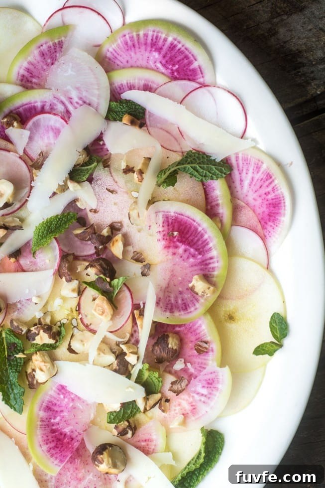 Radish Recipes: Over 20 Ideas and a Produce Guide 18 Radish and Apple Salad on a white plate