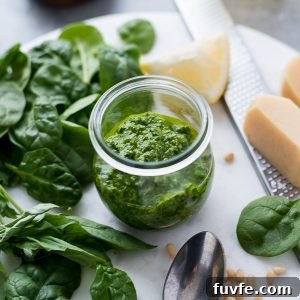 Pesto Sauce Recipe Using Any Greens 8 Pesto sauce in jar with greens, lemon and parmesan