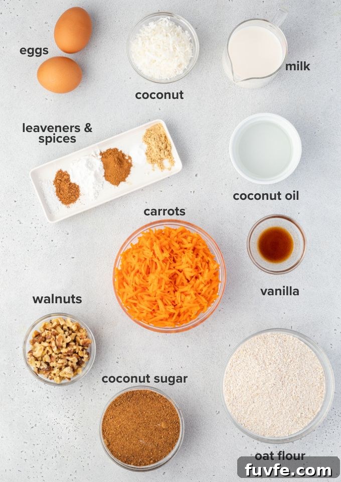 Carrot and oat muffin recipe ingredients