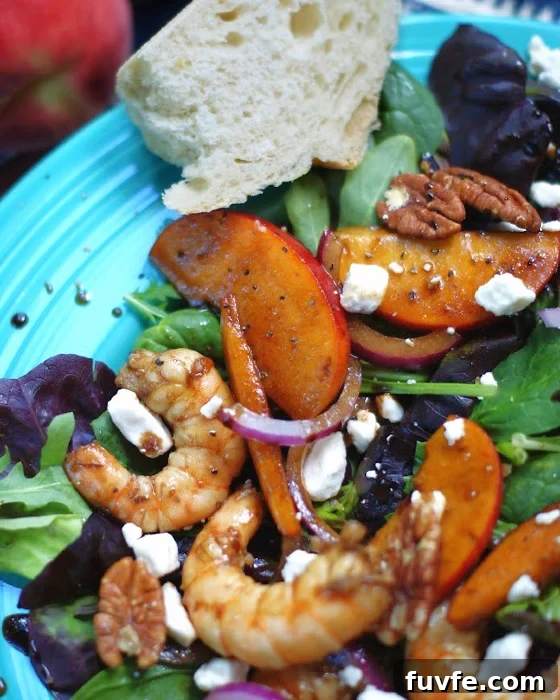 Marinated Peach & Shrimp Salad Close Up