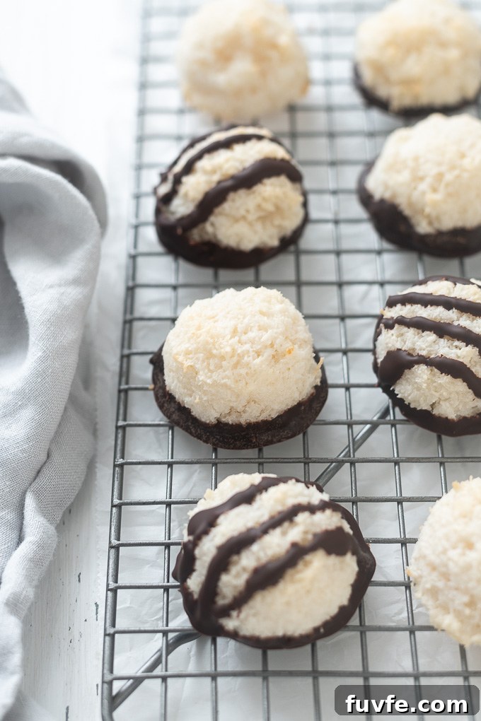 Coconut macaroons on a wire rack